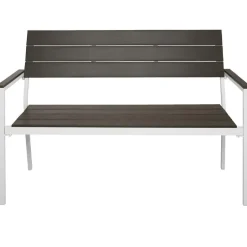 tectake Tuinbank Line 2-zitter met aluminium frame 128x59x88cm, Lichtgrijs/wit Online