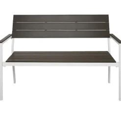tectake Tuinbank Line 2-zitter met aluminium frame 128x59x88cm, Lichtgrijs/wit Online