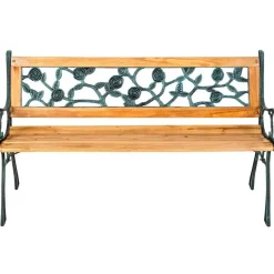 tectake Tuinbank Marina 2-zitter van hout en gietijzer 124x52x74, Bruin