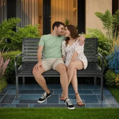 tectake Tuinbank Pino 3-zitter 126x62x81,5cm, Zwart