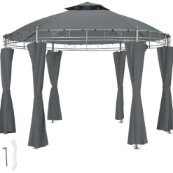 tectake Tuinpaviljoen Siana Ø 3.5m, Antraciet Clearance