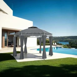 tectake Tuinpaviljoen Siana Ø 3.5m, Antraciet Clearance