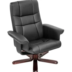 tectake TV-fauteuil met krukje model I, Zwart/bruin Online