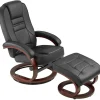 tectake TV-fauteuil met krukje model 2, Zwart/bruin New