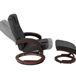 tectake TV-fauteuil met krukje model 2, Zwart/bruin New