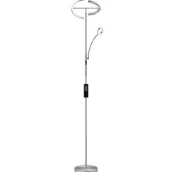 tectake Vloerlamp Auralis LED 20W, leeslamp, dimbaar, Mat Nikkel Hot