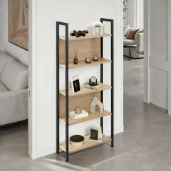 tectake Wandrek Westport 62x24x165,5cm, Industrieel Licht Hout, Eiken Sonoma Hot