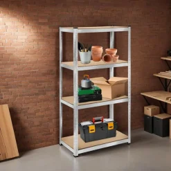 tectake Werkplaatsrek, Zilver Discount