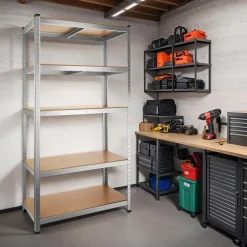 tectake Werkplaatsrek, Zilver Sale