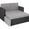 tectake Wicker loungesofa Corfu, Zwart / Grijs