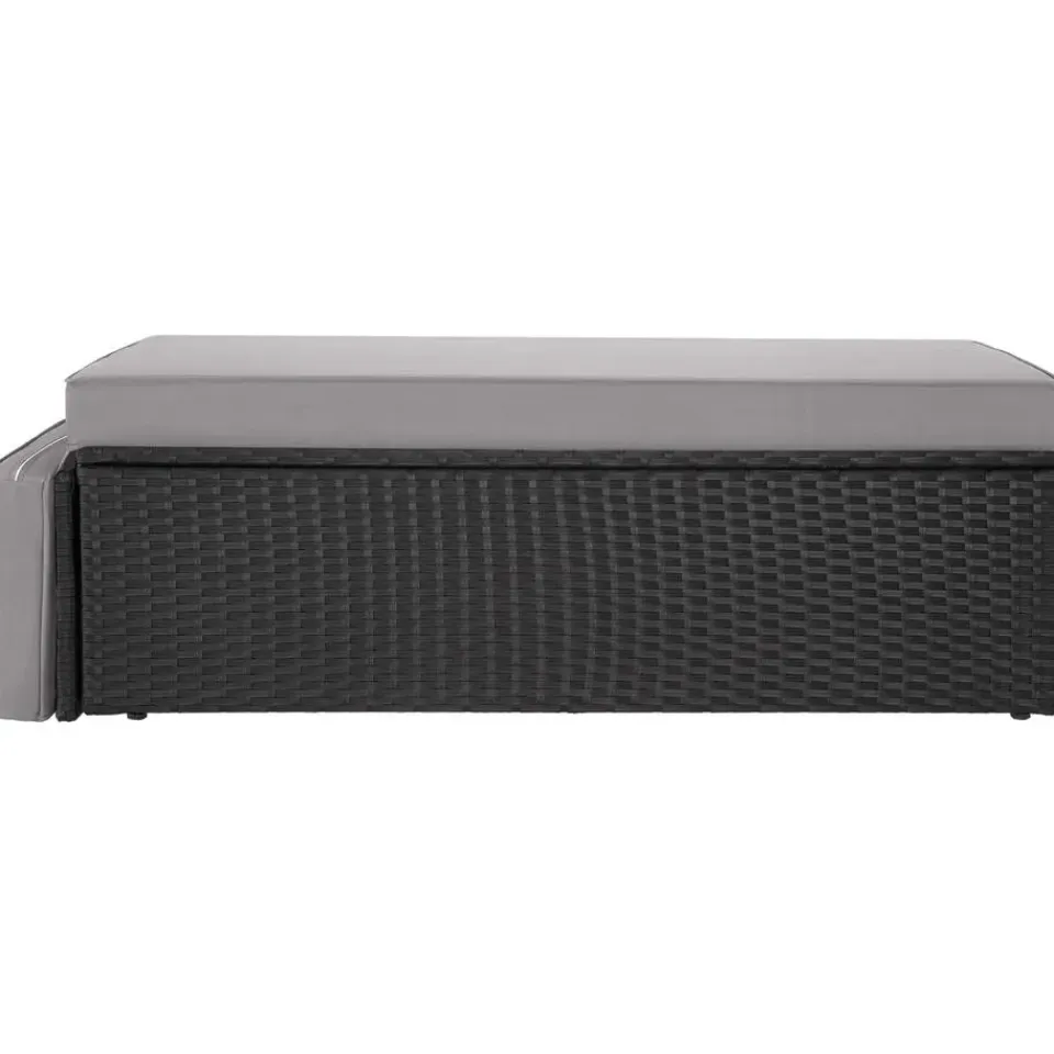 tectake Wicker loungesofa Corfu, Zwart / Grijs