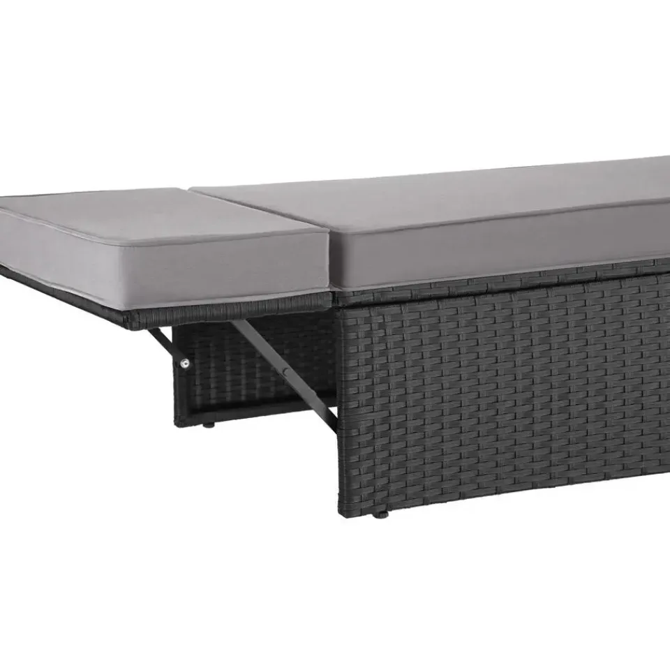 tectake Wicker loungesofa Corfu, Zwart / Grijs