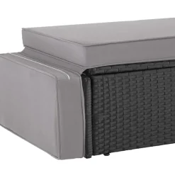 tectake Wicker loungesofa Corfu, Zwart / Grijs