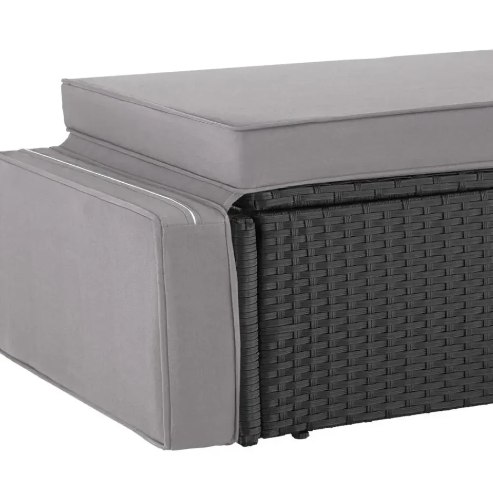 tectake Wicker loungesofa Corfu, Zwart / Grijs