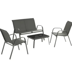 tectake Zitgroep Nora voor 4 personen, textilene-weefsel, Antraciet Sale