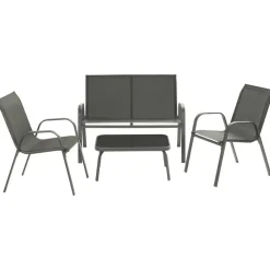 tectake Zitgroep Nora voor 4 personen, textilene-weefsel, Antraciet Sale