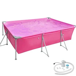 tectake Zwembad rechthoekig met filterpomp 300 x 207 x 70 cm, Pink Online