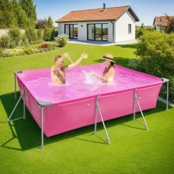 tectake Zwembad rechthoekig met filterpomp 300 x 207 x 70 cm, Pink Online