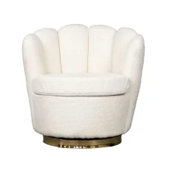 Giga Meubel Teddy Fauteuil Wit - Met Gouden Onderstel - Fauteuil Quinty Clearance