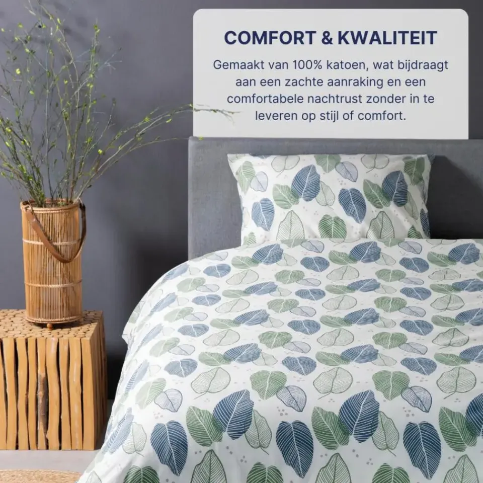 Ten Cate Katoenen Dekbedovertrek - 140x200/220 cm - Graphic Leaves Best