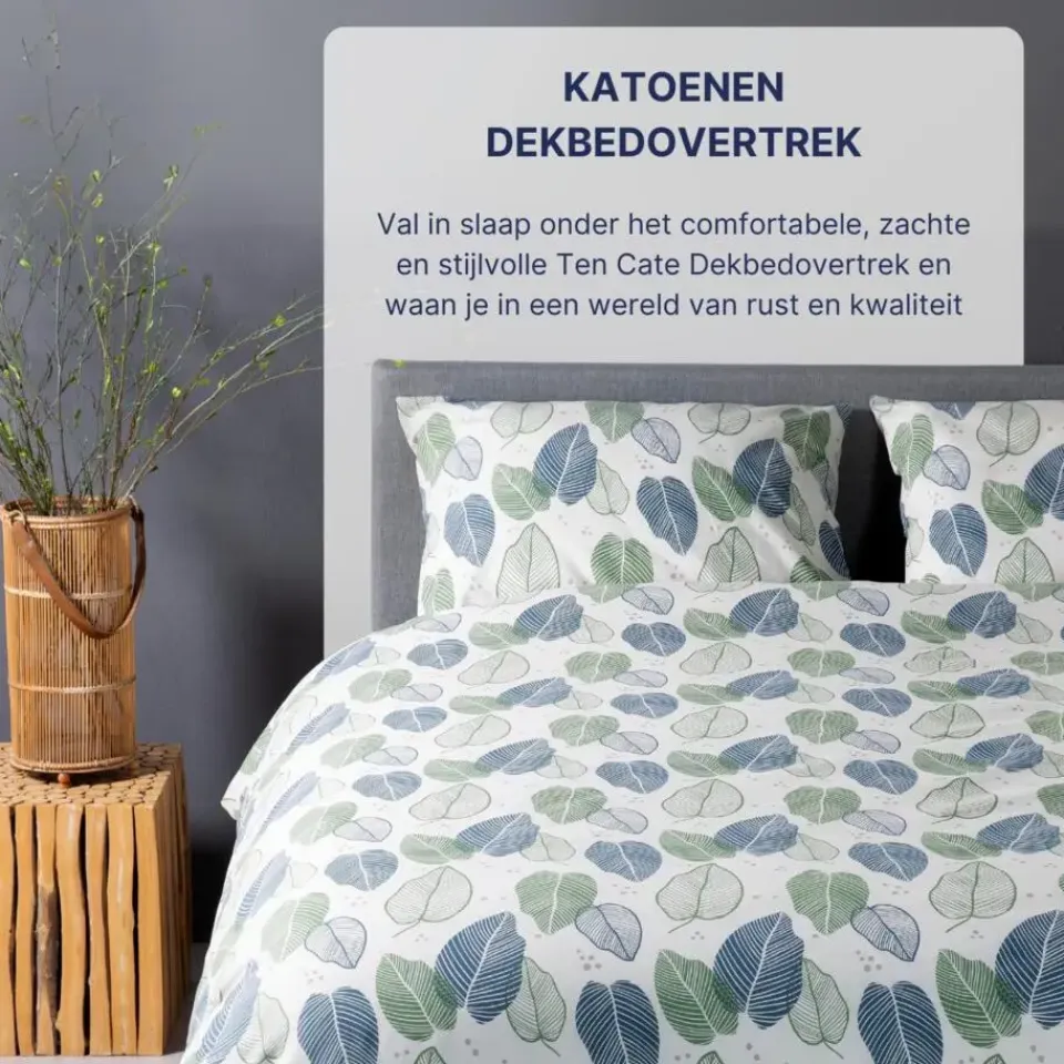 Ten Cate Katoenen Dekbedovertrek - 140x200/220 cm - Graphic Leaves Best