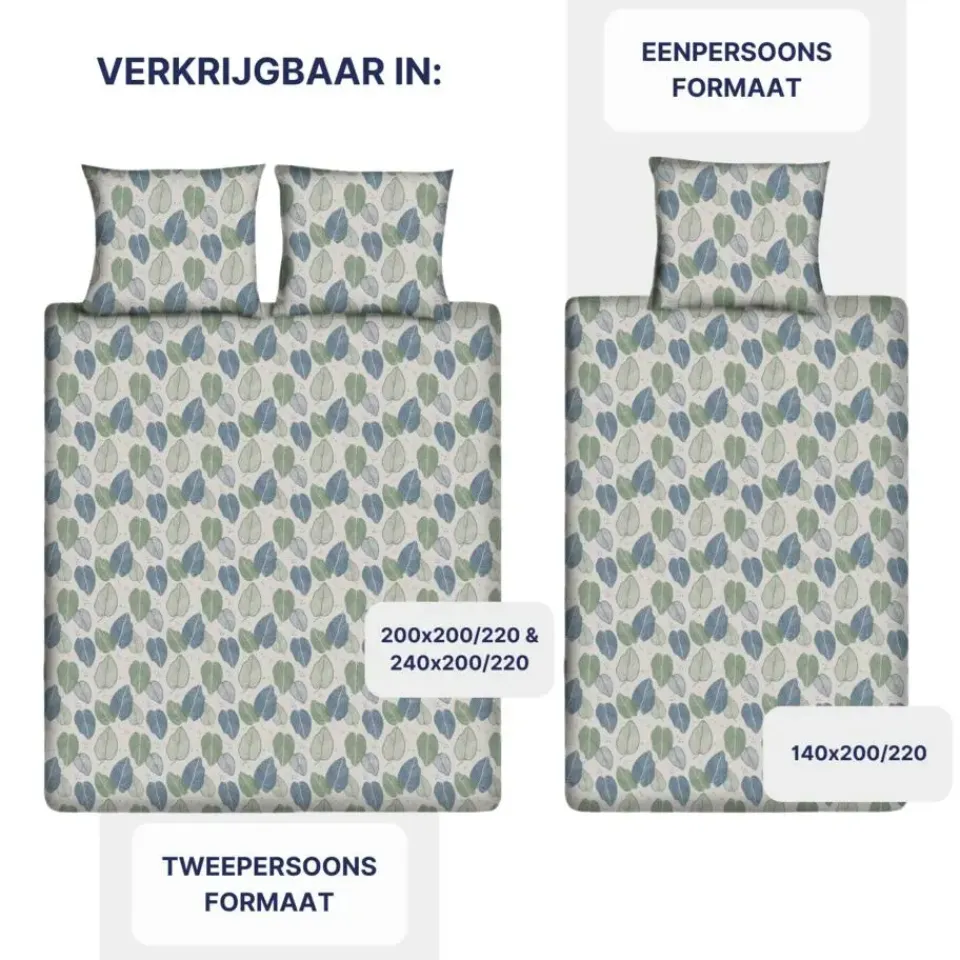 Ten Cate Katoenen Dekbedovertrek - 140x200/220 cm - Graphic Leaves Best