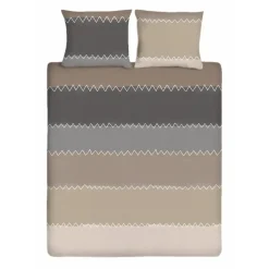 Ten Cate Katoenen Dekbedovertrek - 140x200/220 - Zig Zag Taupe Hot