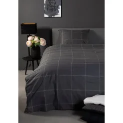 Ten Cate Katoenen Dekbedovertrek - 140x200/220 cm - Louis Antraciet Outlet