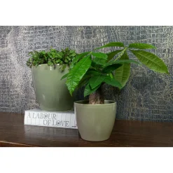 Ter Steege Bloempot - groen - keramiek - glans - 24 x 22 cm New