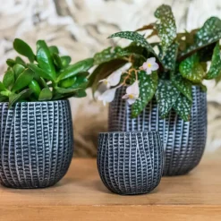 Ter Steege Bloempot/plantenpot - binnen - zwart/metaal - D15/H13 cm Discount
