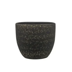Ter Steege Plantenpot/Bloempot Lava Stone - zwart - D15 x H13 cm Hot