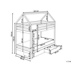 Beliani TERNAS - Hoogslaper opberglades - Wit/Roze - 90 x 200 cm - Dennenhout Discount