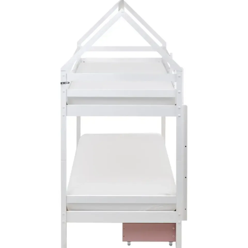 Beliani TERNAS - Hoogslaper opberglades - Wit/Roze - 90 x 200 cm - Dennenhout Discount