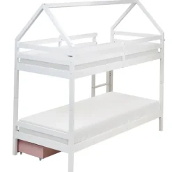 Beliani TERNAS - Hoogslaper opberglades - Wit/Roze - 90 x 200 cm - Dennenhout Discount