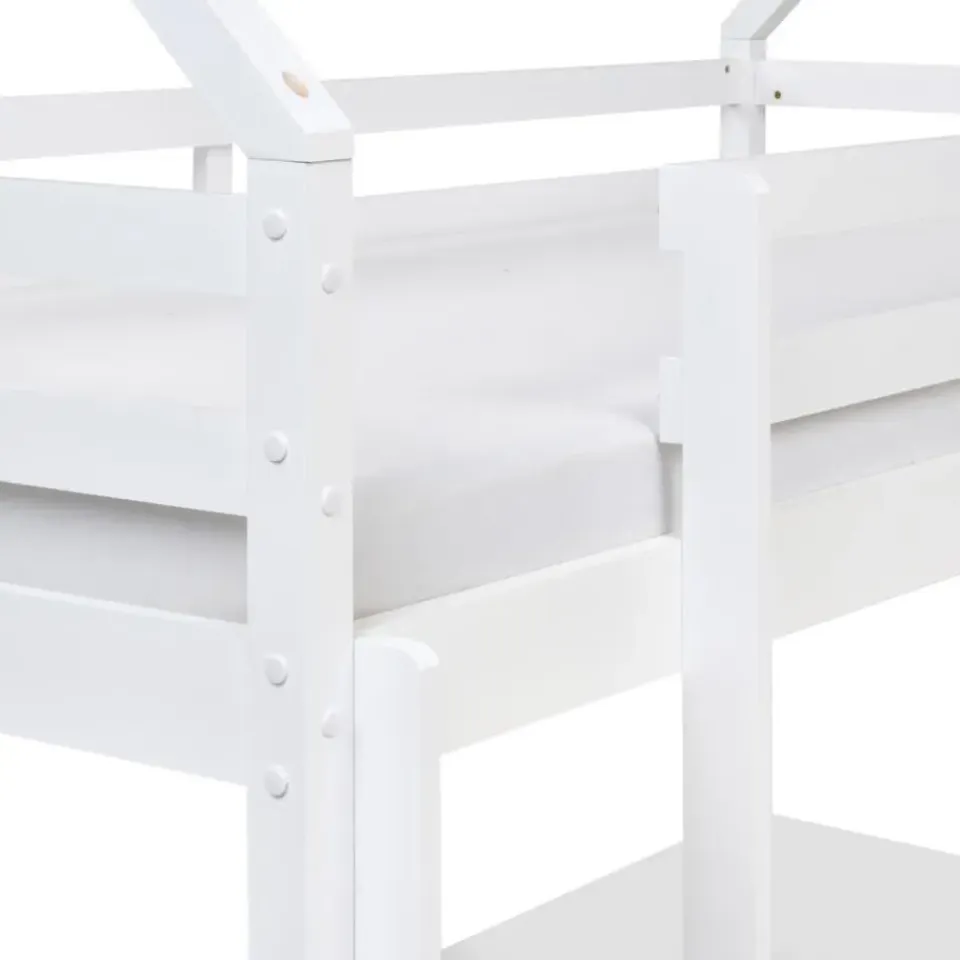 Beliani TERNAS - Hoogslaper opberglades - Wit/Roze - 90 x 200 cm - Dennenhout Discount