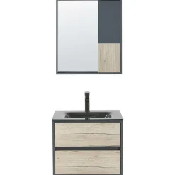 Beliani TERUEL - Badkamermeubel - Lichthout/Grijs - MDF Online