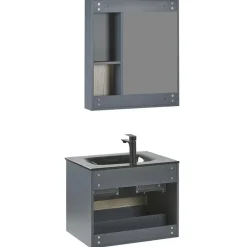 Beliani TERUEL - Badkamermeubel - Lichthout/Grijs - MDF Online