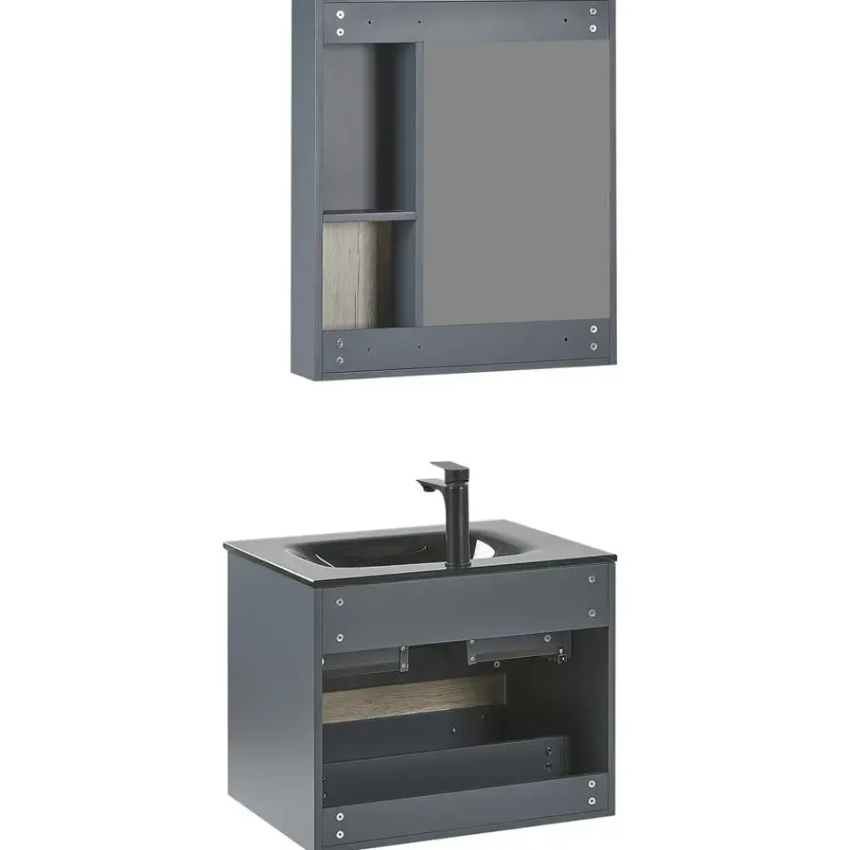 Beliani TERUEL - Badkamermeubel - Lichthout/Grijs - MDF Online