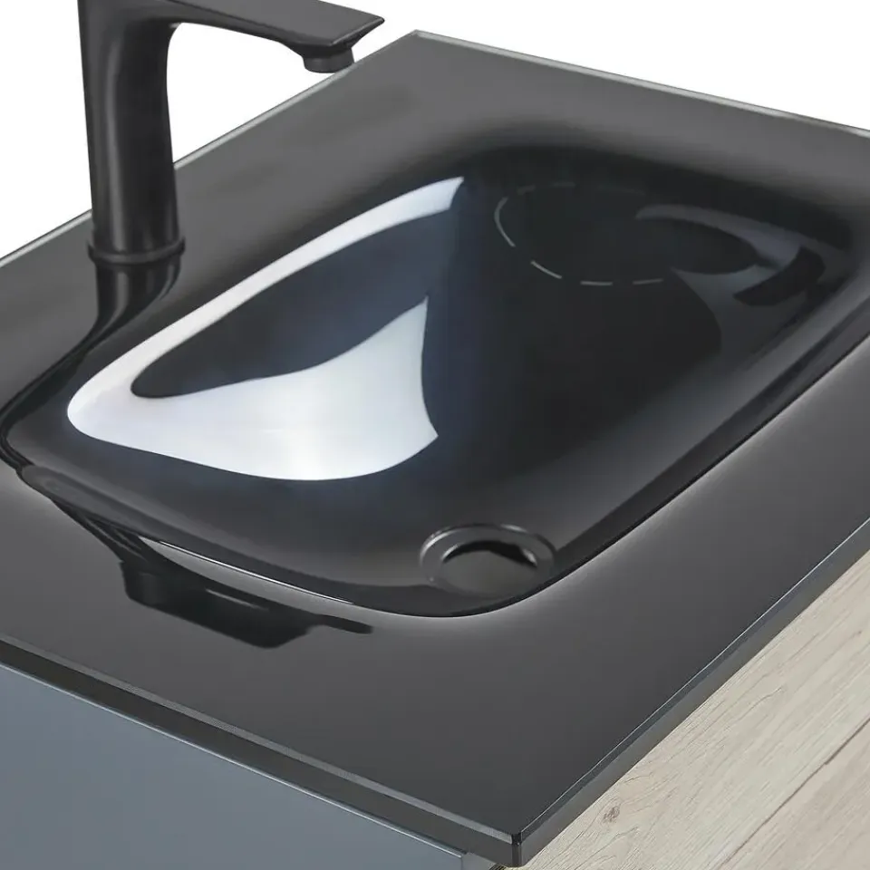 Beliani TERUEL - Badkamermeubel - Lichthout/Grijs - MDF Online