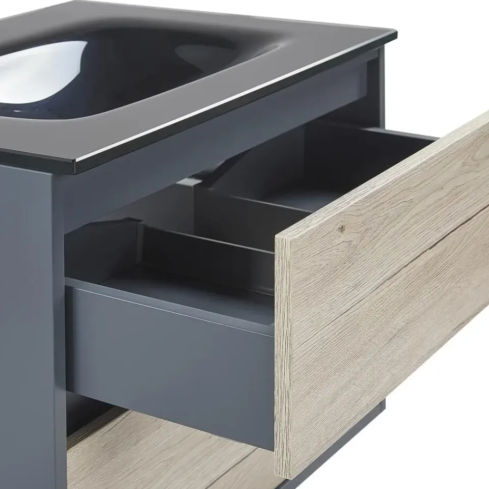 Beliani TERUEL - Badkamermeubel - Lichthout/Grijs - MDF Online