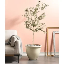Leen Bakker TESALIA - Bloempot - Lichtbeige - 49 cm - Polyresin Clearance
