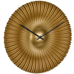 Merkloos TFA radio gestuurde wandklok - kunststof - goud - Dia 18 cm New