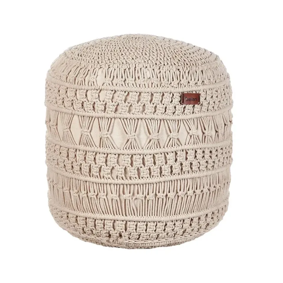 Beliani THAKOT - Poef - Beige - 45 x 45 x 45 cm - Katoen Sale