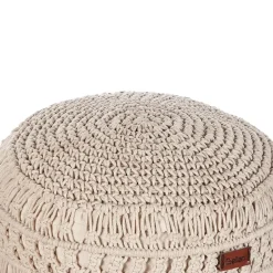 Beliani THAKOT - Poef - Beige - 45 x 45 x 45 cm - Katoen Sale