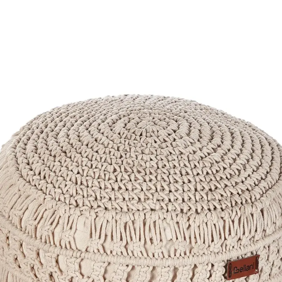 Beliani THAKOT - Poef - Beige - 45 x 45 x 45 cm - Katoen Sale