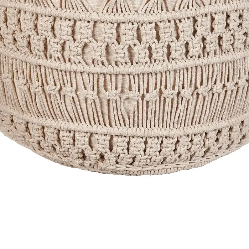 Beliani THAKOT - Poef - Beige - 45 x 45 x 45 cm - Katoen Sale