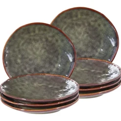 Leen Bakker THYME - Bijzetborden set van 8 - Donkergroen - Steengoed Outlet