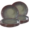 Leen Bakker THYME - Dinerborden set van 8 - Donkergroen - Steengoed New