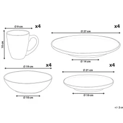 Beliani THYME - Serviesset 16 delig - Donkergroen - Steengoed Hot