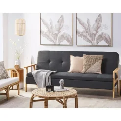 Beliani TJORN - Slaapbank - Donkergrijs - Polyester Clearance